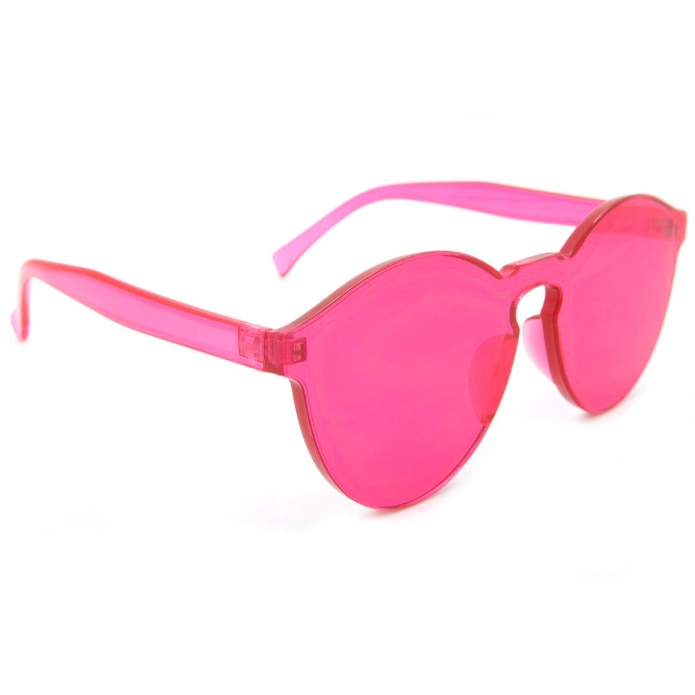 Cat Eye Round Sunglasses Designer Rimless Red - Picture 4 of 4